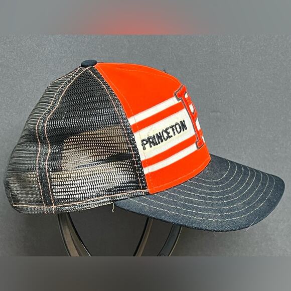 Vintage 80s Princeton Tigers NCAA Blue Snapback Hat AJD SuperStripe - Picture 3 of 6